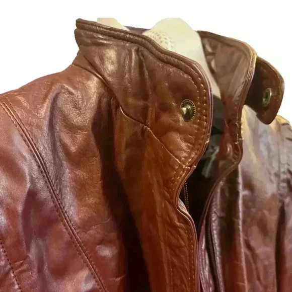 ‼️SOLD‼️ VINTAGE High Sierra Oxblood Genuine Leather Bomber Jacket Size 11-12 - Picture 4 of 10